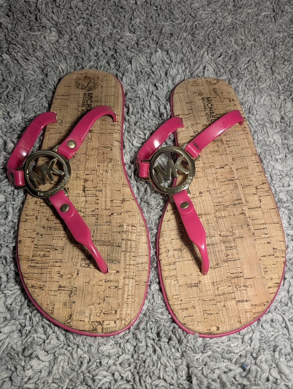 Michael Kors MK Charm Jelly Flip Flop In Ultra Pink Size 8